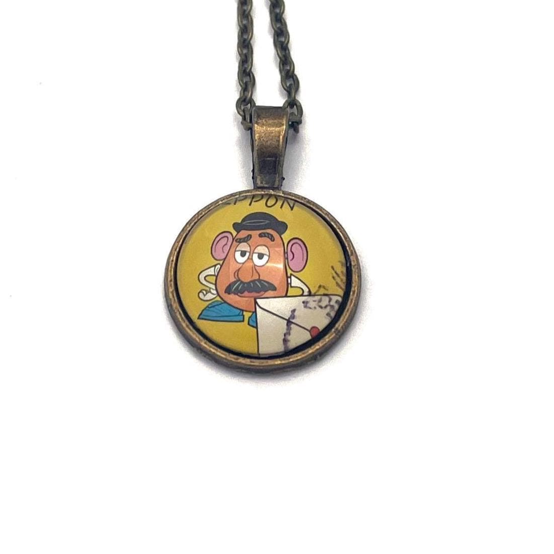 2022 Toy Story - Mr. Potato Head - Japan Stamp - Postage Stamp Jewelry - Vintage Postage Stamp Necklace - Antique Bronze