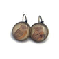 2022 Owl - Japan Stamp - Postage stamp jewelry - Vintage Postage Stamp Earrings - French clip earrings in antique bronze finish