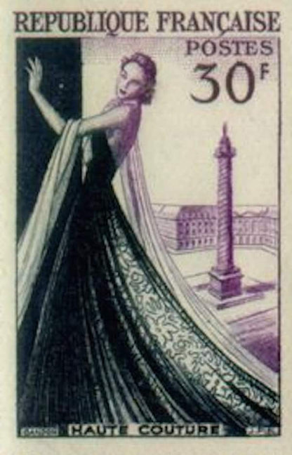 1953 Christian Dior French Haute Couture Stamp -Postage Stamp Jewelry - Vintage Postage Stamp Necklace - Antique Bronze - 20 mm pendant