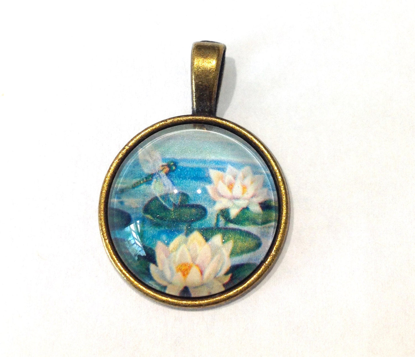 1973 Dragonfly & Waterlilies - Polish Stamp - Postage Stamp Necklace