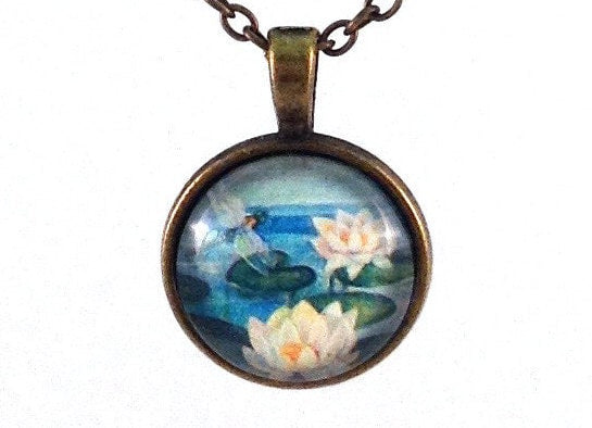 1973 Dragonfly & Waterlilies - Polish Stamp - Postage Stamp Necklace