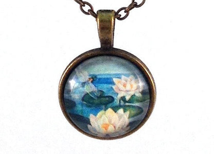 1973 Dragonfly & Waterlilies - Polish Stamp - Postage Stamp Necklace