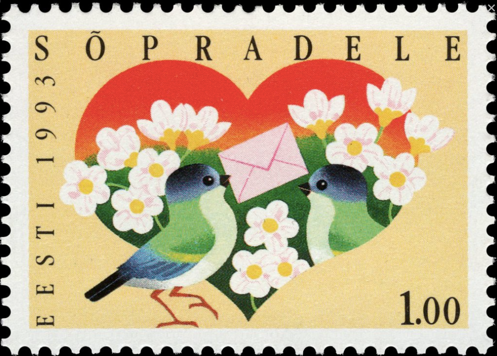 1993 Estonia - Love Bird Stamp - Postage Stamp Necklace