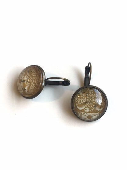 1920s Olive Dove Stamp - Czechoslovakian Stamp - Postage Stamp Earrings