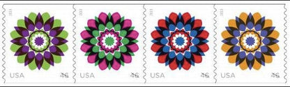 2013 "Kaleidoscope Flowers" Red/Blue USA Stamp - Postage Stamp Earrings