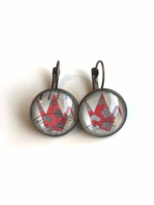 1982 Origami Crane - Japanese Stamp - Postage Stamp Earrings