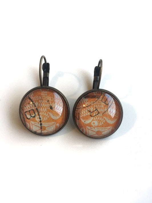 1920s Orange Dove Stamp - Czechoslovakian Stamp - Postage Stamp Earrings