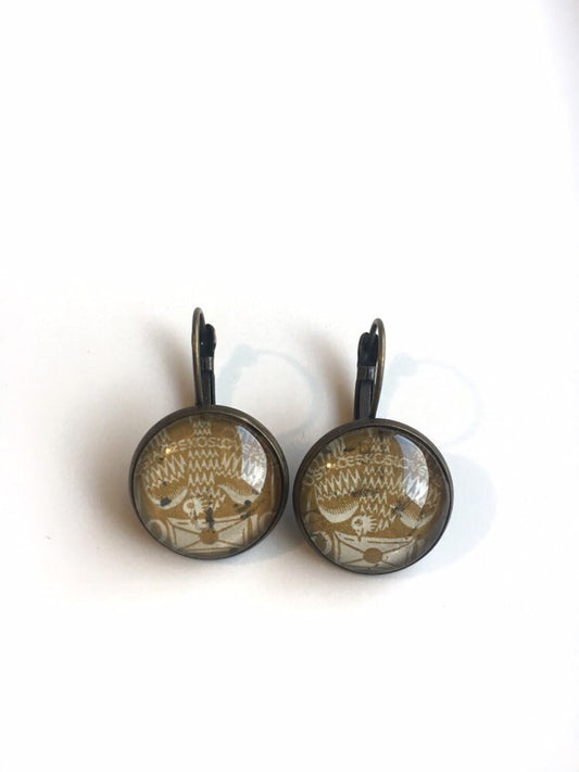 1920s Olive Dove Stamp - Czechoslovakian Stamp - Postage Stamp Earrings