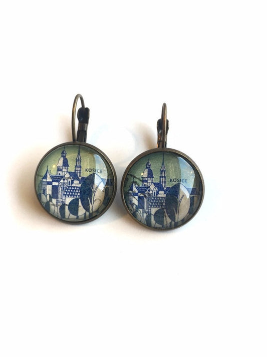 1965 Kosice - Czechoslovakian Stamp - Postage Stamp Earrings