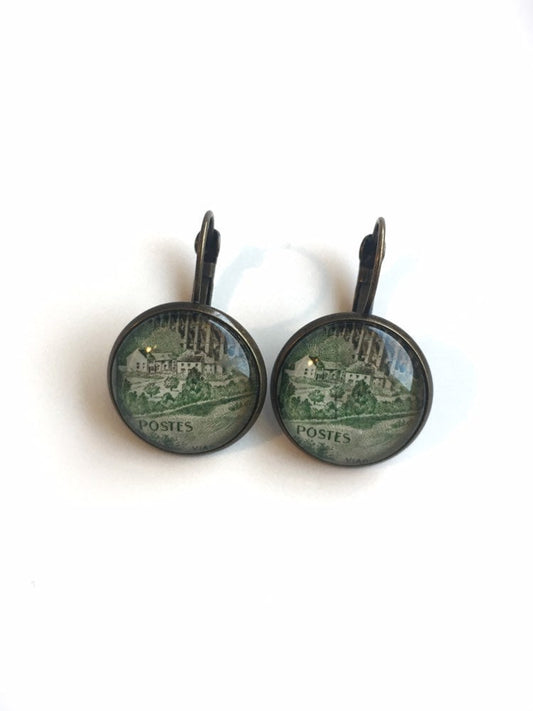 1960 Chaumont viaduct, France - French Stamp - Postage Stamp Earrings