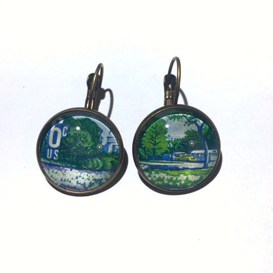 1969 Plant For More Beautiful Cities - Postage Stamp Earrings