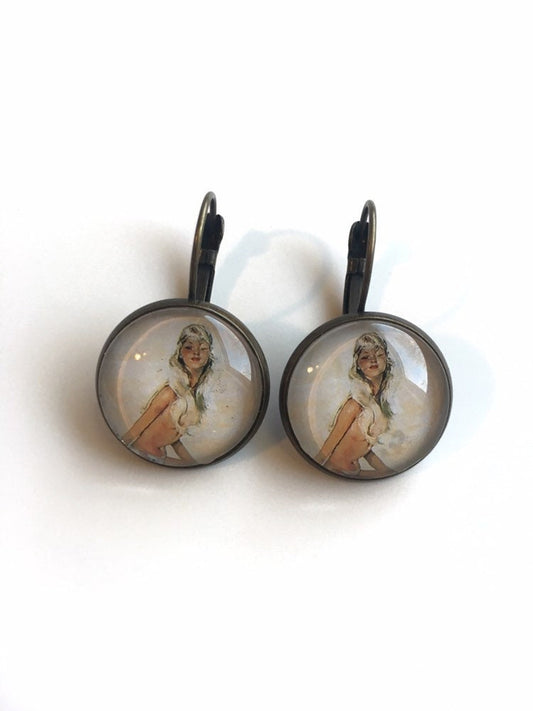 2003 Pin-up Jean-Gabriel Domergue - Monaco Postage Stamp - Postage Stamp Earrings