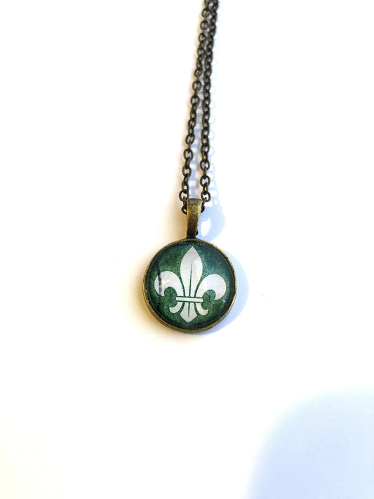 1962 Austrian fleur de lis Stamp - Postage Stamp Necklace