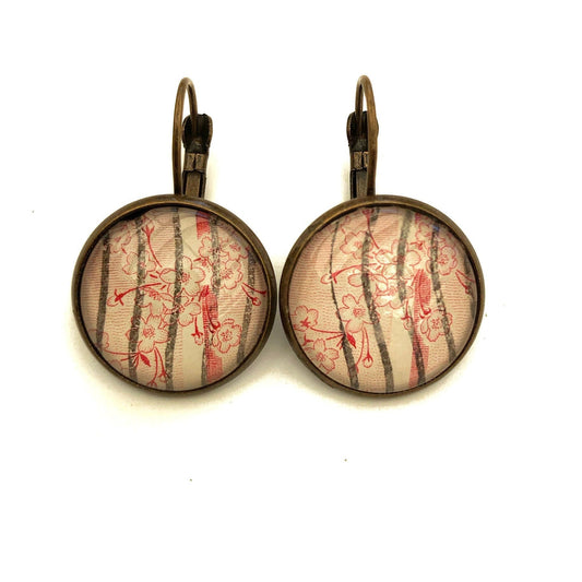 1960 Cherry Blossom USA Stamp - Postage Stamp Earrings