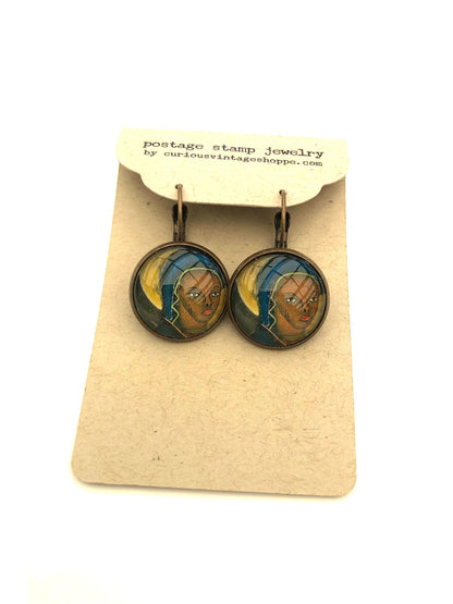 2005 United Kingdom Black Madonna and Child Stamp - Postage Stamp Earrings