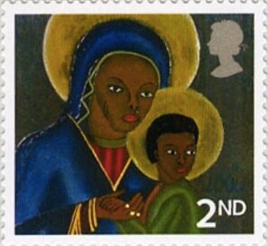 2005 United Kingdom Black Madonna and Child Stamp - Postage Stamp Earrings