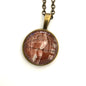 1967 Brown Nyoirin Kannon Chūgū-ji Temple, Nara Japan Stamp - Postage Stamp Necklace