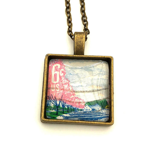 1969 Plant for more beautiful streets USA stamp - Postage Stamp Necklace