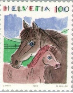 1993 Switzerland Horse Stamp - Postage Stamp Necklace