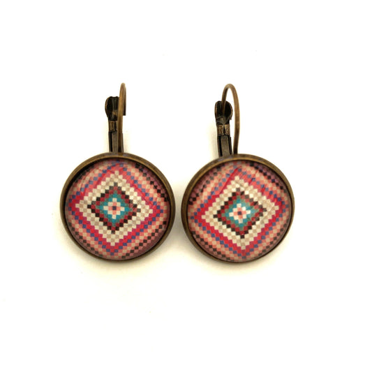 2001 Amish Quits United States Stamp - Postage Stamp Earrings