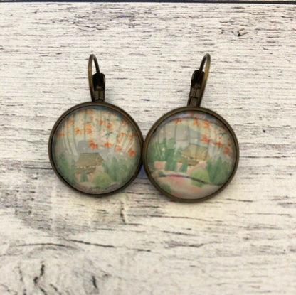 1995 Japanese Nara Blossom Stamp - Postage Stamp Earrings