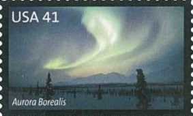 2007 Polar lights - Aurora Borealis Stamp - Postage Stamp Earrings