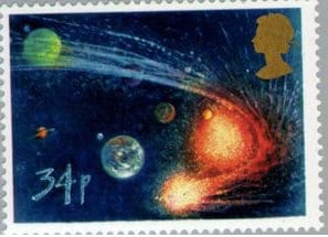 1986 Halley Comet in orbit United Kingdom Stamp - Postage Stamp Earrings