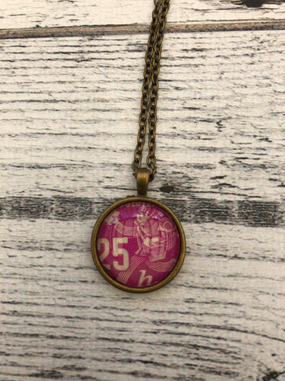 1947 Pink 25 Postman - Czechoslovakian Stamp - Postage Stamp Necklace