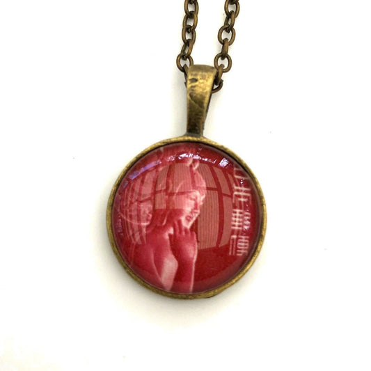 1967 Deep Red Nyoirin Kannon Chūgū-ji Temple, Nara Japan Stamp - Postage Stamp Necklace