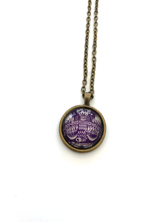 1920s Purple Czechoslovakian Dove Stamp - Postage Stamp Necklace
