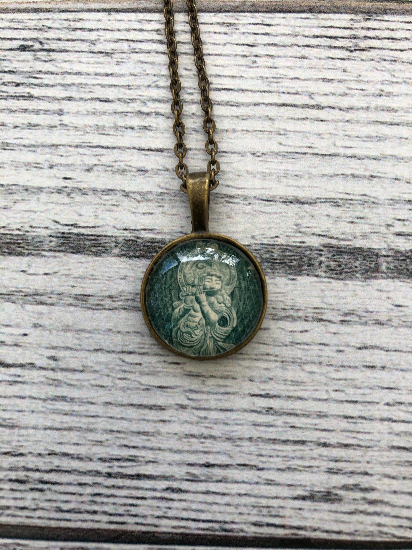 1966 Japanese Onjo Bosatsu Stamp - Postage Stamp Necklace