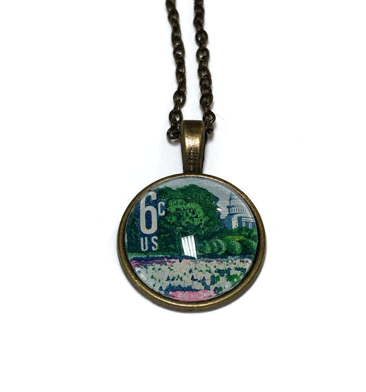 1969 Plant for more beautiful cities US stamp - Postage Stamp Necklace