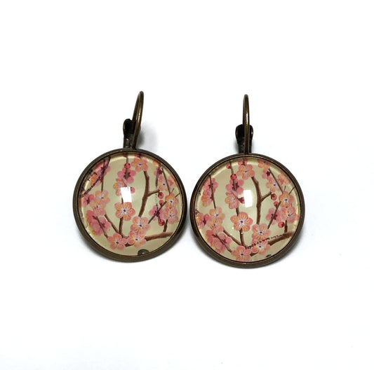 2014 Japanese Cherry Blossom Stamp - Postage Stamp Earrings