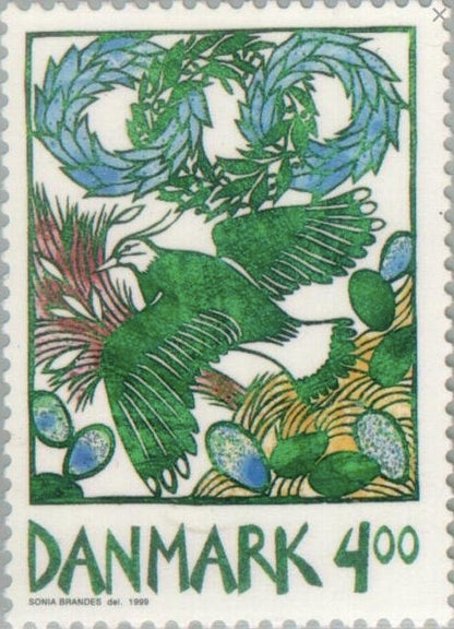 1999 Denmark Bird Stamp - Postage Stamp Necklace
