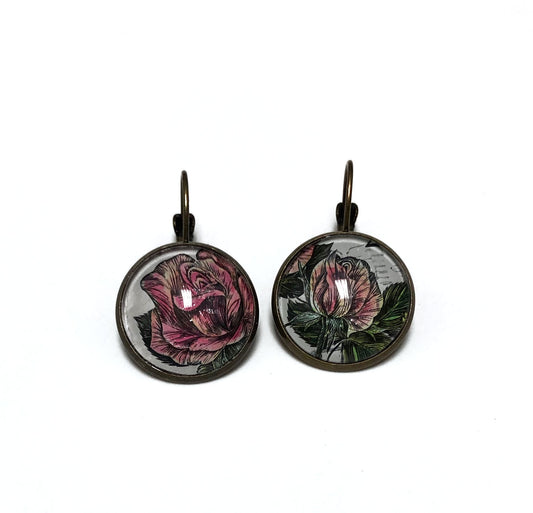 1991 United Kingdom Rose Stamp - Postage Stamp Earrings