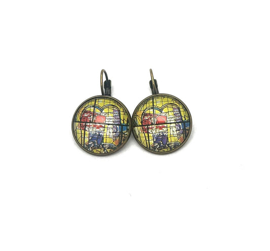 1973 Chagall Window - Israel Postage - Postage Stamp Earrings