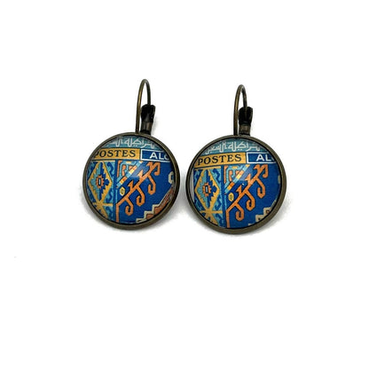 1968 Algerian Stamp - Postage Stamp Earrings