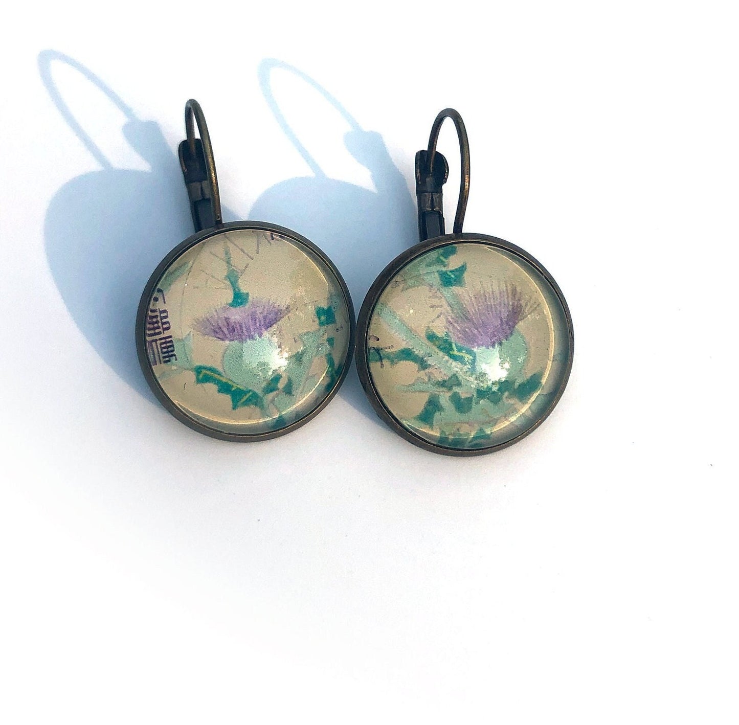 1993 Japan - Thistle Stamp Earrings - Postage Stamp Earrings