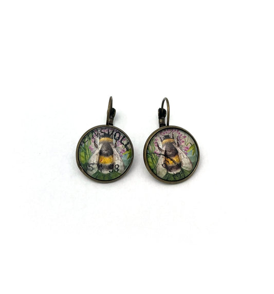 1997 Norway Bee Stamp - Postage Stamp Earrings