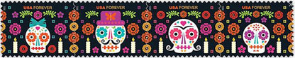 2021 Day of The Dead - Sugar Skull -  USA Stamp - Postage Stamp Earrings