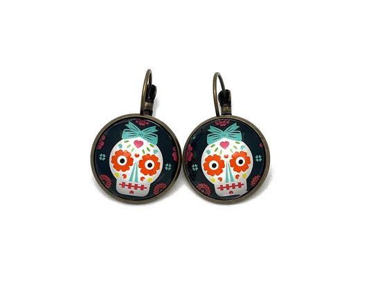 2021 Day of The Dead - Sugar Skull -  USA Stamp - Postage Stamp Earrings