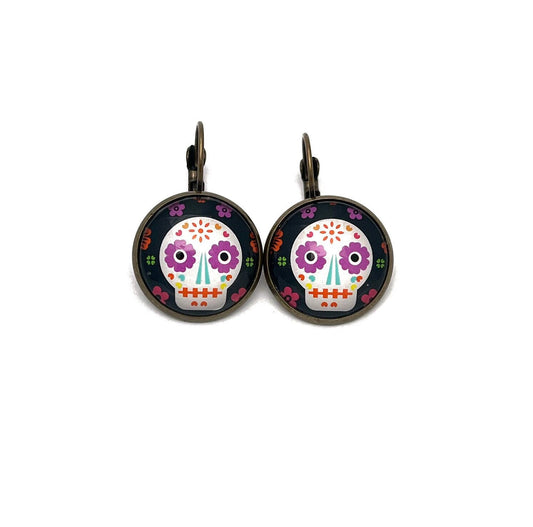 2021 Day of The Dead - Sugar Skull -  USA Stamp - Postage Stamp Earrings