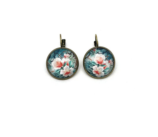 2011 Suriname Stamp - Azalea - Postage Stamp Earrings