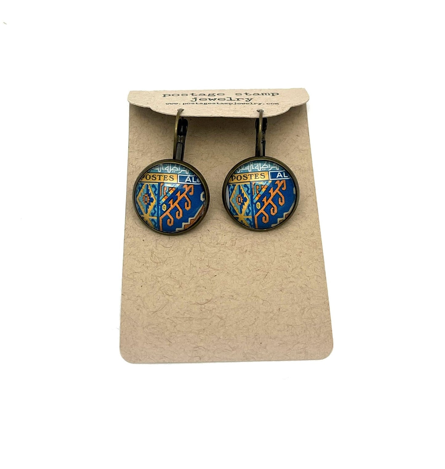 1968 Algerian Stamp - Postage Stamp Earrings