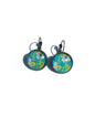 1980 Japan - Blue Flower & Butterfly Stamp - Postage Stamp Earrings