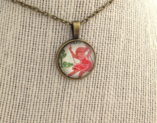 1975 "Spring" Red Cross French stamp - Postage Stamp Necklace