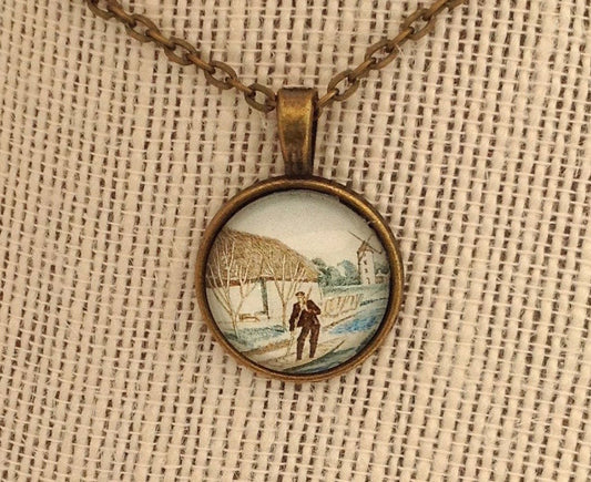 1965 Vendée landscape - French Stamp - Postage Stamp Necklace