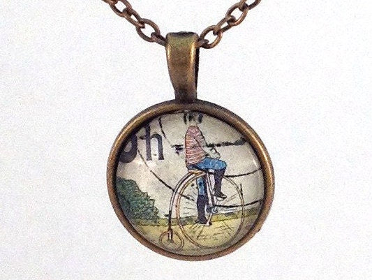 1979 Penny Farthing Czechoslovakian stamp - Historic Bicycles - Postage Stamp Necklace